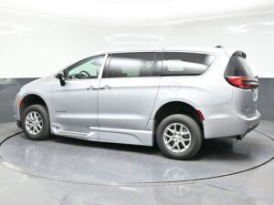 Silver Chrysler Pacifica with BraunAbility Side Entry Automatic Fold Out conversion