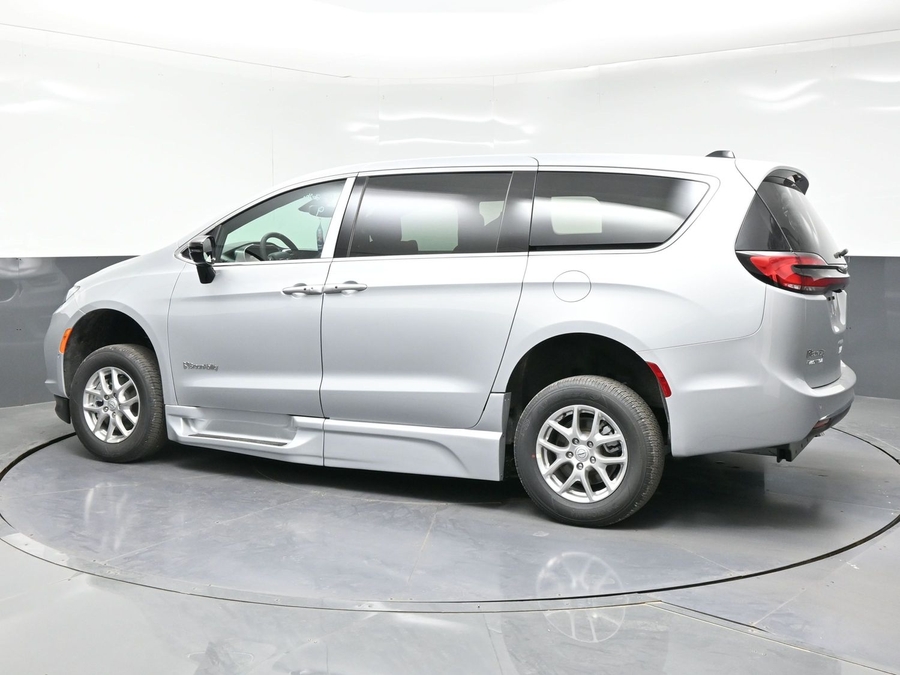 Silver Chrysler Pacifica with BraunAbility Side Entry Automatic Fold Out conversion