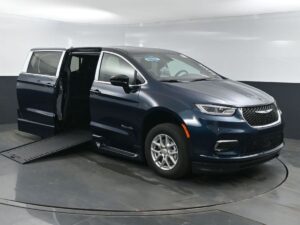 Blue Chrysler Pacifica with BraunAbility Side Entry Automatic In Floor conversion