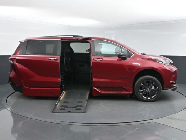 Red Toyota Sienna with BraunAbility Side Entry Automatic Fold Out conversion
