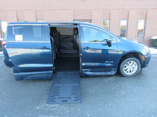 Blue Chrysler Pacifica with BraunAbility Side Entry Automatic Fold Out conversion