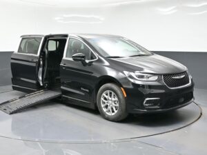 Black Chrysler Pacifica with BraunAbility Side Entry Automatic Fold Out conversion