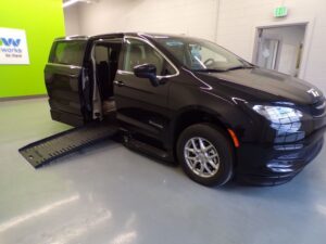 Black Chrysler Voyager with BraunAbility Side Entry Automatic Fold Out conversion