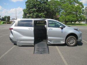 Silver Toyota Sienna with BraunAbility Side Entry Automatic Fold Out conversion