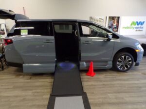 Grey Honda Odyssey with Vantage Mobility Side Entry Automatic In Floor conversion