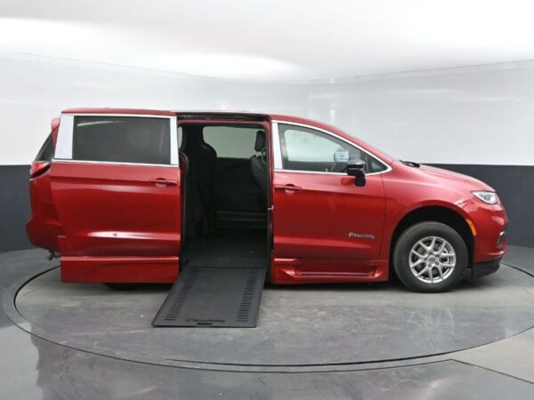 Red Chrysler Pacifica with BraunAbility Side Entry Automatic In Floor conversion