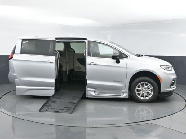 Silver Chrysler Pacifica with BraunAbility Side Entry Automatic Fold Out conversion