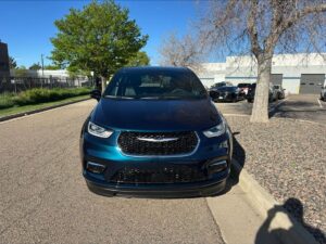 Blue Chrysler Pacifica with BraunAbility Side Entry Automatic Fold Out conversion