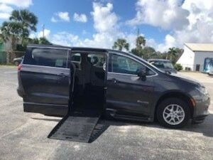 Grey Chrysler Voyager with BraunAbility Side Entry Automatic Fold Out conversion