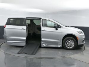 Silver Chrysler Pacifica with BraunAbility Side Entry Automatic In Floor conversion