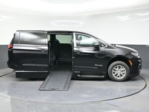 Black Chrysler Pacifica with BraunAbility Side Entry Automatic In Floor conversion
