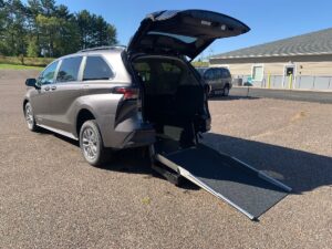 Grey Toyota Sienna with Driverge Rear Entry Manual Fold Out conversion