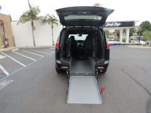 Black Chrysler Pacifica with Driverge Rear Entry Manual Fold Out conversion