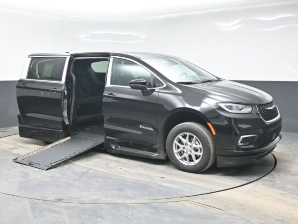 Black Chrysler Pacifica with BraunAbility Side Entry Automatic In Floor conversion