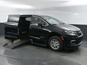 Black Chrysler Pacifica with BraunAbility Side Entry Automatic Fold Out conversion