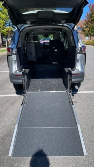 Silver Toyota Sienna with Driverge Rear Entry Manual Fold Out conversion