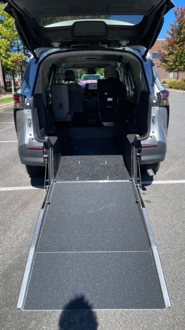 Silver Toyota Sienna with Driverge Rear Entry Manual Fold Out conversion