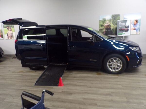 Blue Chrysler Pacifica with Driverge Side Entry Automatic Fold Out conversion