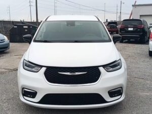 White Chrysler Pacifica with Driverge Rear Entry Manual Fold Out conversion
