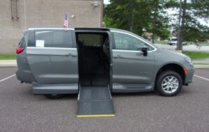 Grey Chrysler Pacifica with Driverge Side Entry Automatic Fold Out conversion