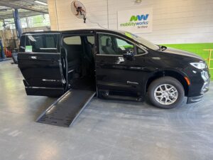 Black Chrysler Pacifica with BraunAbility Side Entry Automatic Fold Out conversion