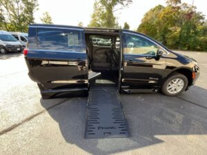 Black Chrysler Pacifica with BraunAbility Side Entry Automatic Fold Out conversion