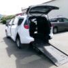 White Chrysler Voyager with BraunAbility Rear Entry Manual Fold Out conversion