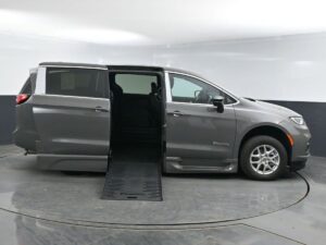 Grey Chrysler Pacifica with BraunAbility Side Entry Automatic Fold Out conversion