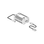 Black and white line drawing of the 5A Battery Charger for Jazzy Elite 14 and Jazzy Elite HD, with cord, plug, and visible connection points on both ends.