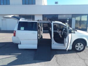 White Dodge Grand Caravan with Vantage Mobility Side Entry Automatic In Floor conversion