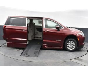 Red Chrysler Voyager with BraunAbility Side Entry Automatic Fold Out conversion