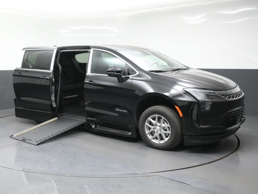 Black Chrysler Pacifica with BraunAbility Side Entry Automatic In Floor conversion