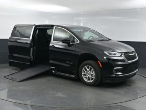 Black Chrysler Pacifica with BraunAbility Side Entry Automatic In Floor conversion