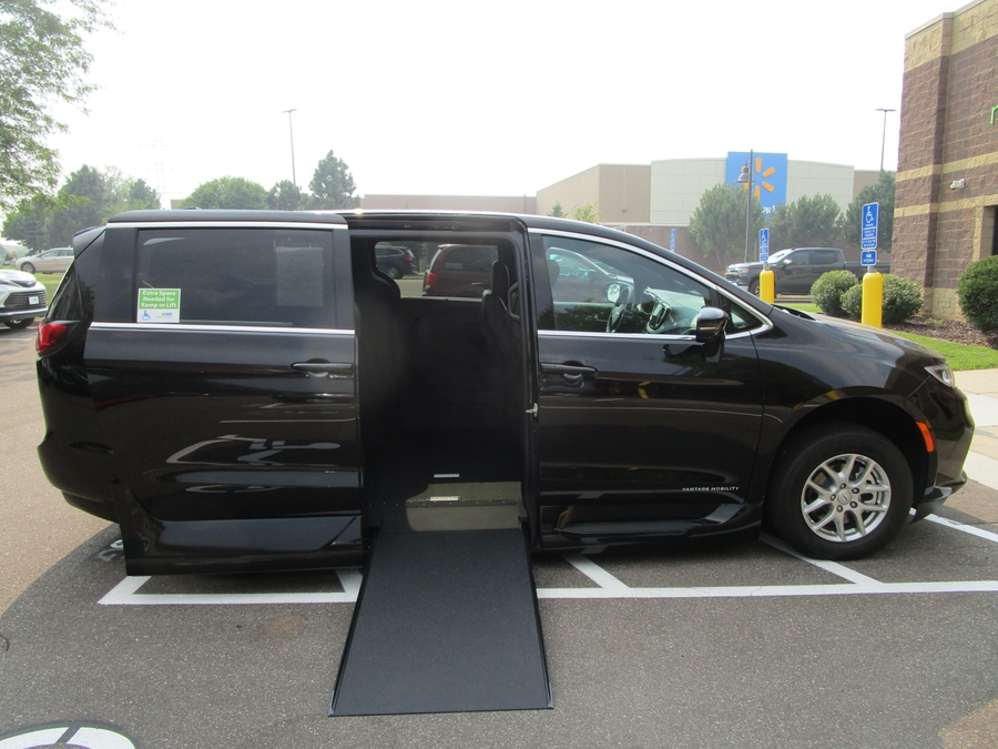 Black Chrysler Pacifica with Vantage Mobility Side Entry Automatic In Floor conversion