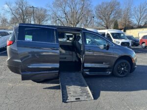 Grey Chrysler Pacifica with BraunAbility Side Entry Automatic Fold Out conversion