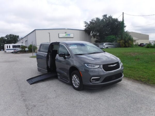 Grey Chrysler Pacifica with BraunAbility Side Entry Automatic Fold Out conversion