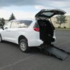 White Chrysler Voyager with FR Conversions Rear Entry Manual Fold Out conversion