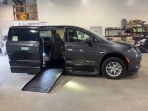 Grey Chrysler Voyager with BraunAbility Side Entry Automatic Fold Out conversion