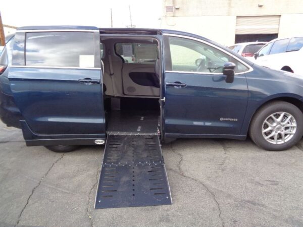 Blue Chrysler Pacifica with Driverge Side Entry Automatic Fold Out conversion