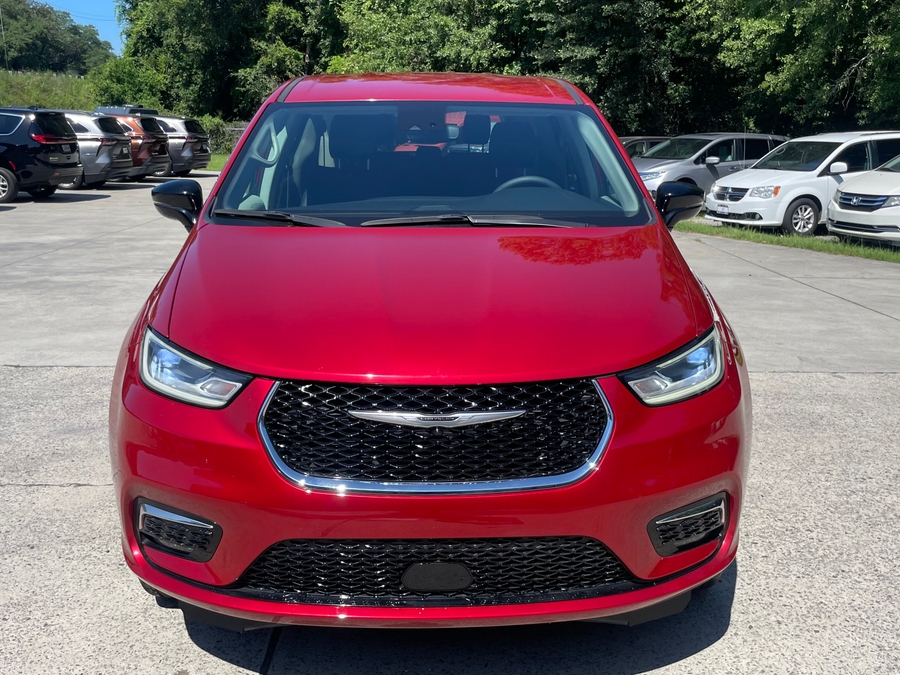 Red Chrysler Pacifica with Driverge Side Entry Automatic Fold Out conversion