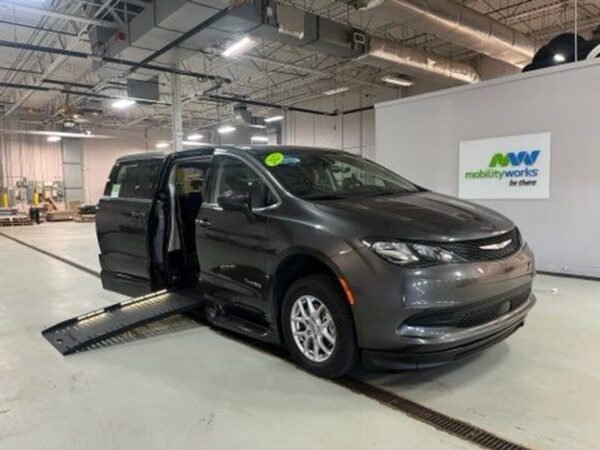 Grey Chrysler Voyager with BraunAbility Side Entry Automatic Fold Out conversion