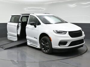 White Chrysler Pacifica with BraunAbility Side Entry Automatic In Floor conversion