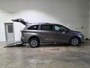Grey Toyota Sienna with Driverge Rear Entry Manual Fold Out conversion