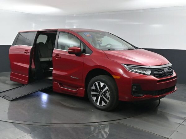 Red Honda Odyssey with BraunAbility Side Entry Automatic In Floor conversion