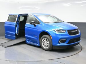 Blue Chrysler Pacifica with BraunAbility Side Entry Automatic In Floor conversion