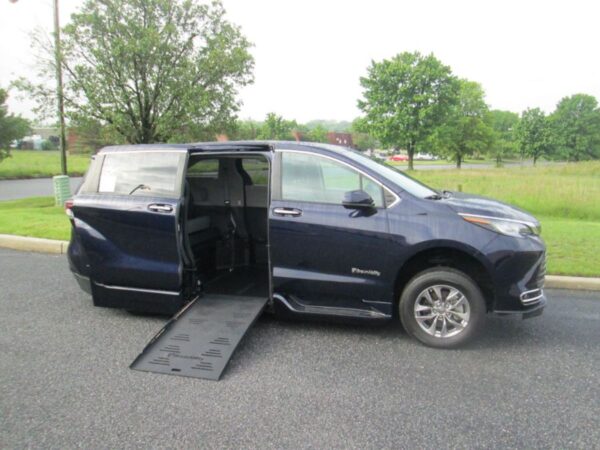 Blue Toyota Sienna with BraunAbility Side Entry Automatic Fold Out conversion