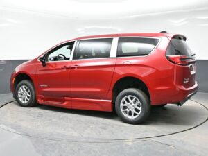 Red Chrysler Pacifica with BraunAbility Side Entry Automatic Fold Out conversion