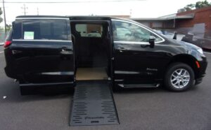 Black Chrysler Pacifica with BraunAbility Side Entry Automatic Fold Out conversion