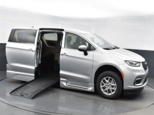 Silver Chrysler Pacifica with BraunAbility Side Entry Automatic Fold Out conversion