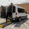 White Ford Transit with Driverge Rear Entry Automatic Fold Out conversion